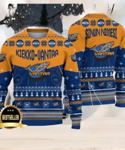 Kiekko Vantaa Ugly Christmas Sweater Logo Custom Name Gift Fans