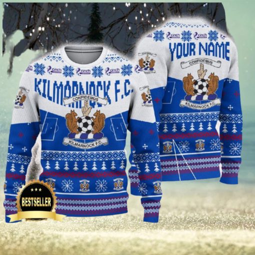 Kilmarnock FC Ugly Christmas Sweater Logo Custom Name Gift Fans