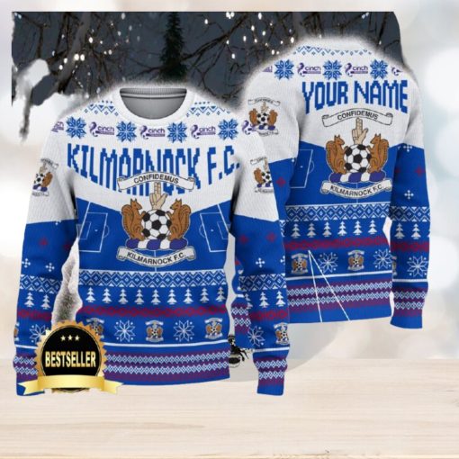 Kilmarnock FC Ugly Christmas Sweater Logo Custom Name Gift Fans