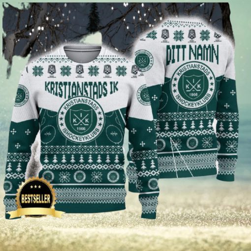 Kristianstads IK Ugly Christmas Sweater Logo Custom Name Gift Fans