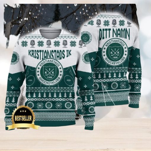 Kristianstads IK Ugly Christmas Sweater Logo Custom Name Gift Fans