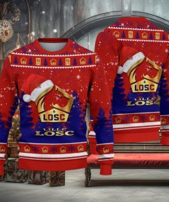 LOSC Lille Logo Wearing Santa Hat Ugly Christmas Sweater Unisex 3D Christmas sweater