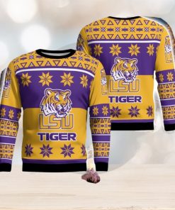 LSU Tigers Logo Big Snowflake Pattern Ugly Christmas Sweater