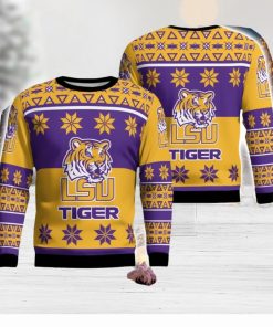 LSU Tigers Logo Big Snowflake Pattern Ugly Christmas Sweater