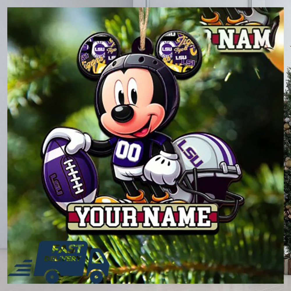 LSU Tigers NCAA Mickey Mouse Christmas Tree Decorations Custom Name Xmas Ornament LSU Tigers NCAA Mickey Mouse Christmas Tree Decorations Custom Name Xmas Ornament