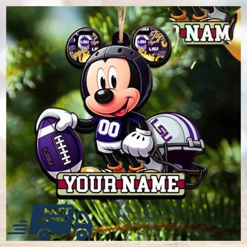 LSU Tigers NCAA Mickey Mouse Christmas Tree Decorations Custom Name Xmas Ornament
