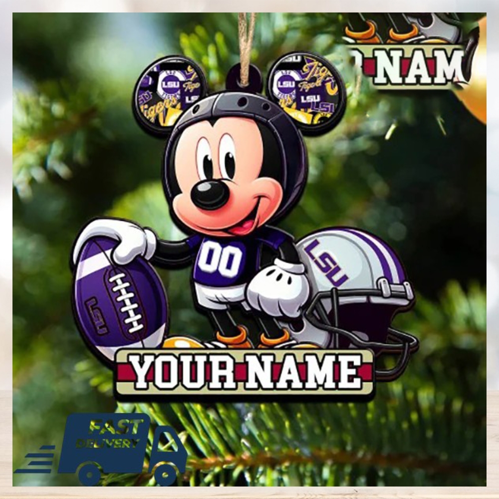 LSU Tigers NCAA Mickey Mouse Christmas Tree Decorations Custom Name Xmas Ornament LSU Tigers NCAA Mickey Mouse Christmas Tree Decorations Custom Name Xmas Ornament