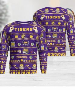 LSU Tigers Pumpkin Halloween Spooky Ghost Pattern Funny 3D Sweater Men And Women Gift