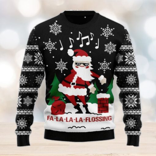 La La La Flossing Santa Claus Ugly Christmas Sweater, Gift For Christmas 2023