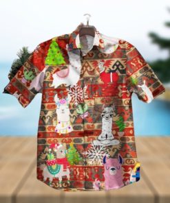 Lama Christmas Festive Aloha shirt, Santa Claus Hawaiian Shirt