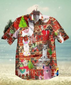 Lama Christmas Festive Aloha shirt, Santa Claus Hawaiian Shirt