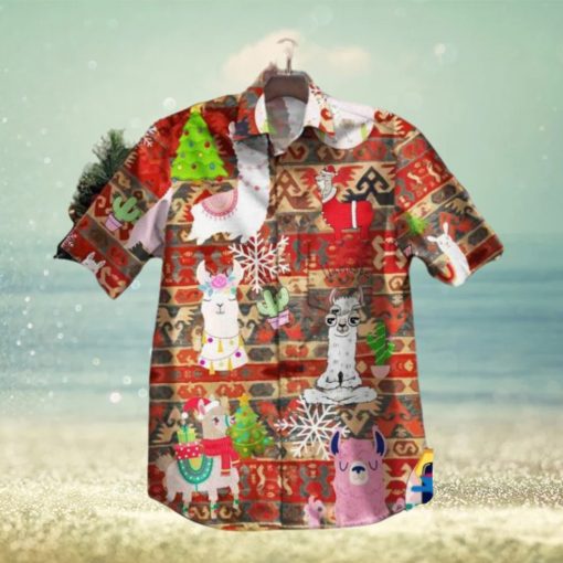 Lama Christmas Festive Aloha shirt, Santa Claus Hawaiian Shirt