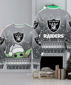 Las Vegas Raiders Christmas Baby Yoda Sweater Best For Fans Gift Christmas Holidays