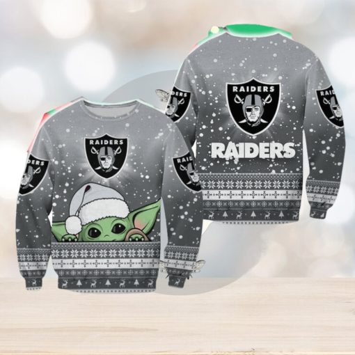 Las Vegas Raiders Christmas Baby Yoda Sweater Best For Fans Gift Christmas Holidays