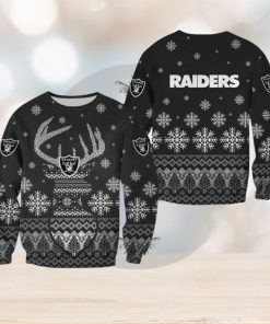 Las Vegas Raiders Christmas Reindeer Scarf All Over Print 3D Sweater For Fans Gift Christmas