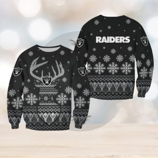 Las Vegas Raiders Christmas Reindeer Scarf All Over Print 3D Sweater For Fans Gift Christmas