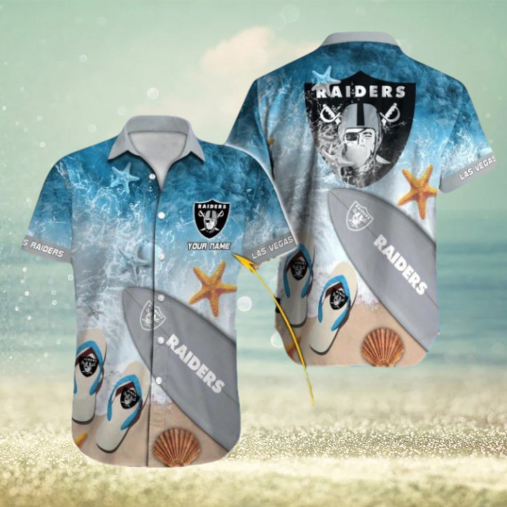Las Vegas Raiders Hawaiian Shirt NFL Football Custom Name Hawaiian Shirt Man  - T-shirts Low Price