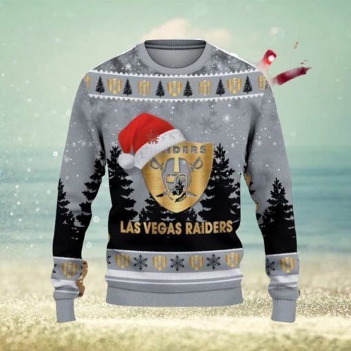 Las Vegas Raiders Logo Wearing Santa Hat Christmas Gift Ugly Christmas Sweater For Men And Women Gift