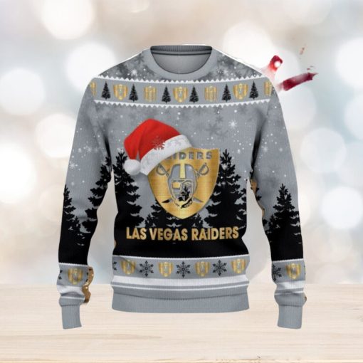 Las Vegas Raiders Logo Wearing Santa Hat Christmas Gift Ugly Christmas Sweater For Men And Women Gift