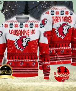 Lausanne Hockey Club Ugly Christmas Sweater Logo Custom Name Gift Fans