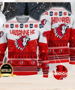 Lausanne Hockey Club Ugly Christmas Sweater Logo Custom Name Gift Fans