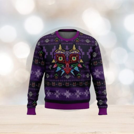 Legend of Zelda Majoras Mask Seamless Pattern Ugly Christmas Sweater