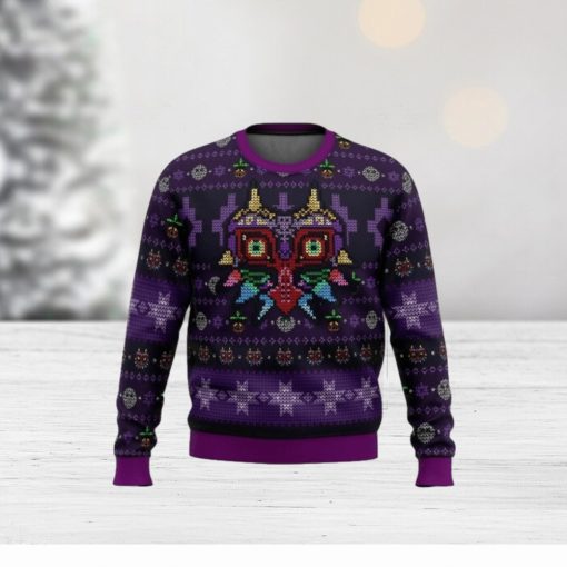 Legend of Zelda Majoras Mask Seamless Pattern Ugly Christmas Sweater