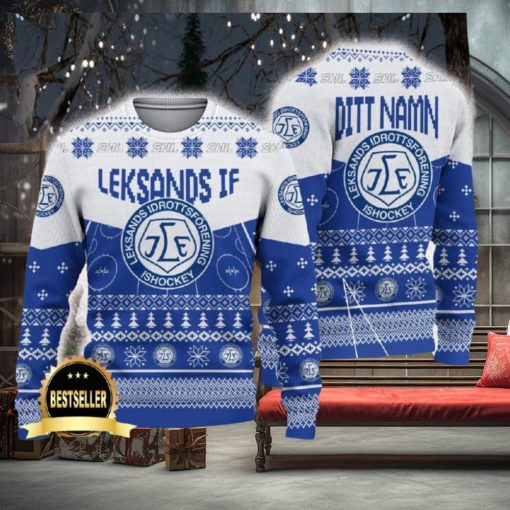 Leksands IF Ugly Christmas Sweater Logo Custom Name Gift Fans