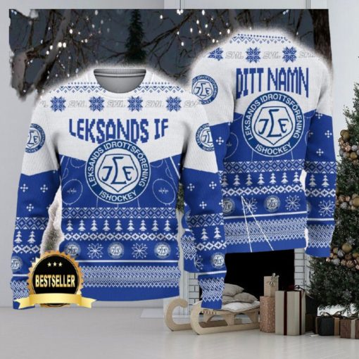 Leksands IF Ugly Christmas Sweater Logo Custom Name Gift Fans