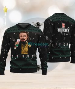 Leonardo Dicaprio Drink Beer Becks Black Funny Ugly Christmas Sweater Gift For Fans