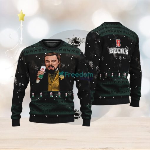 Leonardo Dicaprio Drink Beer Becks Black Funny Ugly Christmas Sweater Gift For Fans