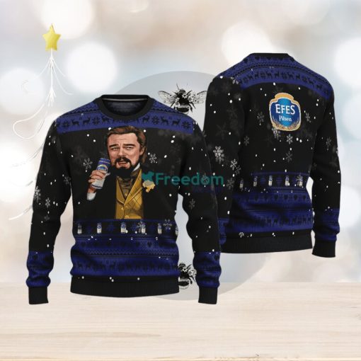 Leonardo Dicaprio Drink Beer Efes Black Funny Ugly Christmas Sweater Gift For Fans