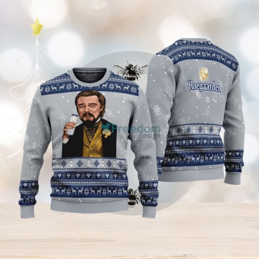 Leonardo Dicaprio Drink Beer Hoegaarden Grey Funny Ugly Christmas Sweater Gift For Fans