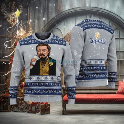 Leonardo Dicaprio Drink Beer Hoegaarden Grey Funny Ugly Christmas Sweater Gift For Fans