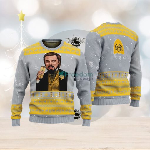 Leonardo Dicaprio Drink Beer Leffe Grey Funny Ugly Christmas Sweater Gift For Fans