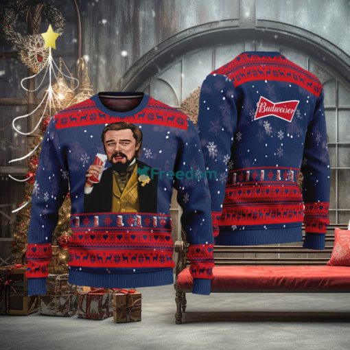 Leonardo Dicaprio Drink Beer budweiser Navy Funny Ugly Christmas Sweater Gift For Fans