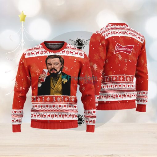 Leonardo Dicaprio Drink Beer budweiser Red Funny Ugly Christmas Sweater Gift For Fans