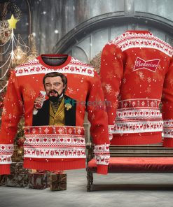 Leonardo Dicaprio Drink Beer budweiser Red Funny Ugly Christmas Sweater Gift For Fans