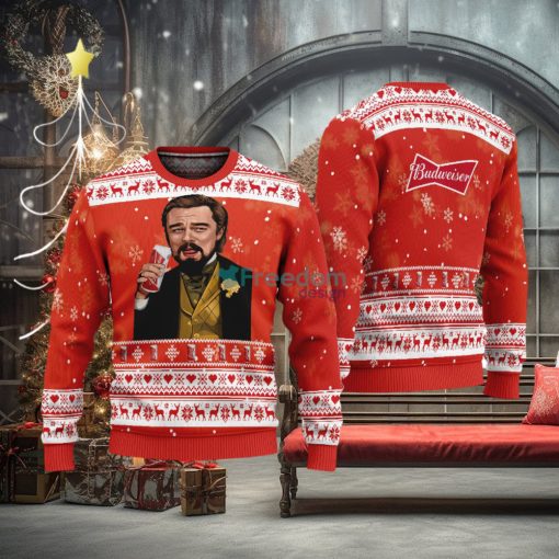 Leonardo Dicaprio Drink Beer budweiser Red Funny Ugly Christmas Sweater Gift For Fans