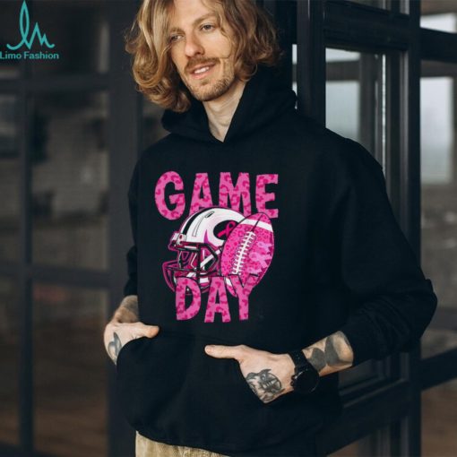 Leopard Game Day Pink American Football Tackle Breast Cancer T Shirt