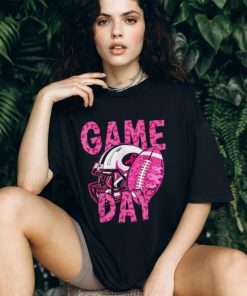 Leopard Game Day Pink American Football Tackle Breast Cancer T Shirt