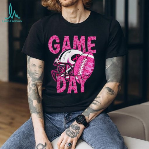 Leopard Game Day Pink American Football Tackle Breast Cancer T Shirt