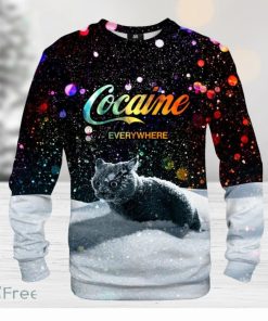 Let It Snow Black Sweatshirt, Cocaine Everywhere Ugly Cat Christmas Sweater