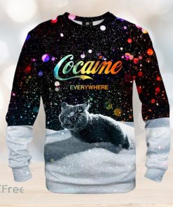 Let It Snow Black Sweatshirt, Cocaine Everywhere Ugly Cat Christmas Sweater