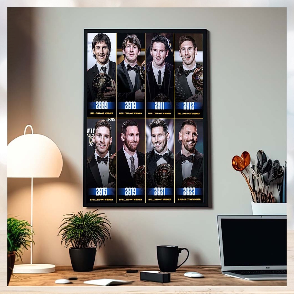 Lionel Messi All Ballon D’Or Winner From 2009 to 2023 Home Decor Poster Canvas Lionel Messi All Ballon D’Or Winner From 2009 to 2023 Home Decor Poster Canvas