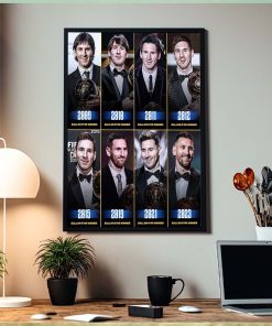 Lionel Messi All Ballon D’Or Winner From 2009 to 2023 Home Decor Poster Canvas
