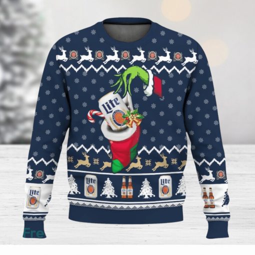 Lite Beer Grinch Hand 3D Sweater Christmas Gift Ugly Christmas Sweater