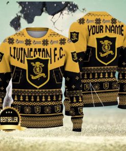 Livingston FC Ugly Christmas Sweater Logo Custom Name Gift Fans