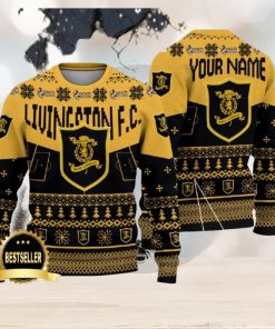 Livingston FC Ugly Christmas Sweater Logo Custom Name Gift Fans