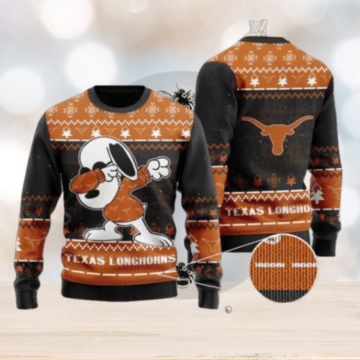 Longhorns Snoopy Dabbing Knitted Ugly Christmas Sweater